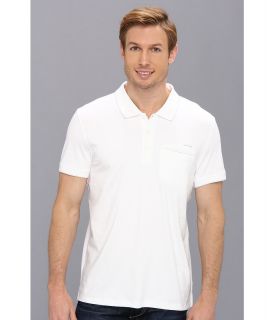 Calvin Klein S/S Polo w/ Contrast Collar Piping Mens Short Sleeve Pullover (White)