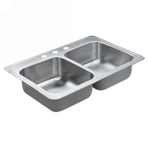 Moen 22867 Excalibur Stainless Steel Double Bowl Kitchen Sink