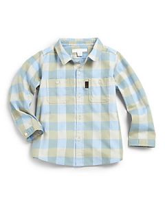 Burberry Infants Two Tone Gingham Shirt   Pale Blue
