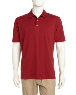 Solid Short Sleeve Poplin Polo Shirt, Maroon