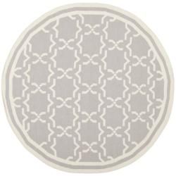 Safavieh Hand woven Moroccan Dhurrie Grey/ Ivory Wool Rug (8 Round)