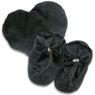 Soothera Black Therapeutic Hot/ Cold Heart Pillow/ Slippers Set