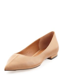 Ronney Leather Skimmer Flat, Almond
