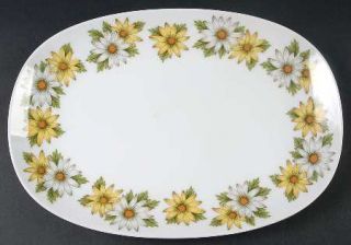 Noritake Marguerite 13 Oval Serving Platter, Fine China Dinnerware   Yellow&Whi