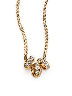 Michael Kors Three Interlocking Ring Necklace/Goldtone   Gold