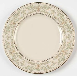 Lenox China Noblesse Salad Plate, Fine China Dinnerware   Green/Gold Leaves,Blue