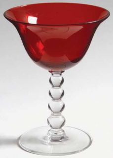 Imperial Glass Ohio Candlewick Red Liquor Cocktail   Stem #3400, Red Bowl