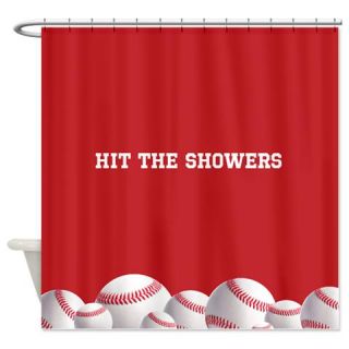  Red Baseball Shower Curtain  Use code FREECART at Checkout