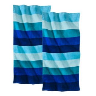 Rugby Stripes Blue Beach Towel   2 pack