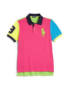 Ralph Lauren Boys Colorblock Polo Shirt   Regatta Pink