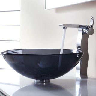 Kraus Bathroom Combo Set Clear Black Glass Vessel Sink/sonus Faucet