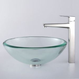 Kraus C GV 101 19mm 15500BN Exquisite Virtus Clear 19mm thick Glass Vessel Sink