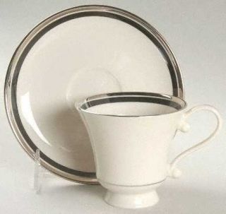 Edgerton Solitaire Footed Cup & Saucer Set, Fine China Dinnerware   Thick Plat T