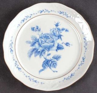 Gibson Designs Blue Rose Salad/Dessert Plate, Fine China Dinnerware   Blue Roses