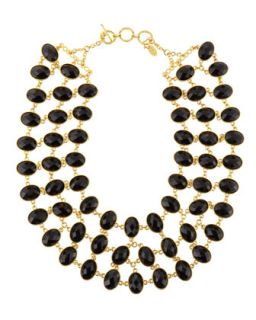 Reversible 3 Row Faceted Necklace, Black/Green
