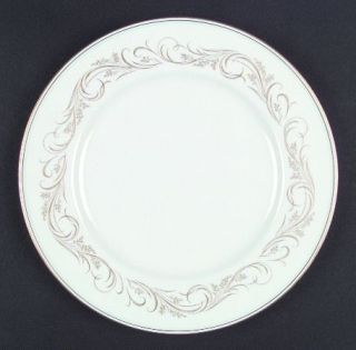 Noritake Parklane Dinner Plate, Fine China Dinnerware   Gold Scrolls, Aqua Leave