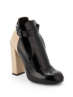 Delphine Mixed Leather Ankle Boots   Black Cream
