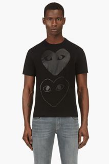 Comme Des Garons Play Black Two Heart Print T_shirt