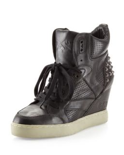 Billie Perforated Wedge Sneaker, Black