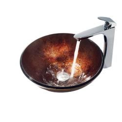 Vigo Russet Scratch resistant Glass Vessel Sink And Faucet Set In Chrome