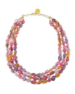 Three Strand Beaded Berry Quartz Necklace
