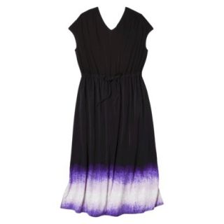 Pure Energy Womens Plus Size Cap Sleeve V Neck Maxi Dress  Black/Purple 1X