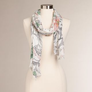White and Peach Floral Infinity Scarf   World Market