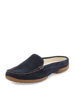 Veni Perforated Suede Slide, Navy