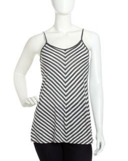 Striped Eased Sweep Tank, Charcoal