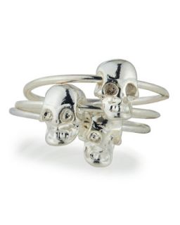 Stackable Skull Rings Set, Size 7