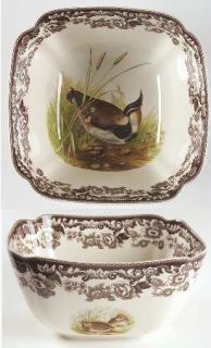 Spode Woodland 9 Square Vegetable Bowl, Fine China Dinnerware   Brown Floral Bo