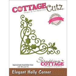 Cottagecutz Elites Die 2.5 X2.5  Elegant Holly Corner