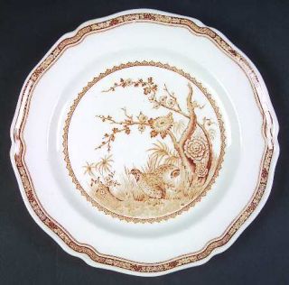 Furnivals Quail Brown Luncheon Plate, Fine China Dinnerware   Brown Birds/Flower