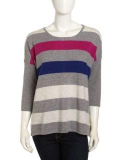 Cashmere 3/4 Sleeve Striped Sweater