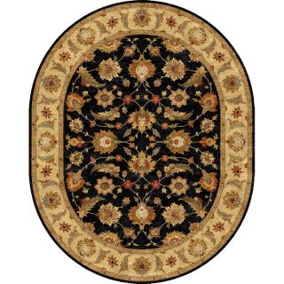 Tufted D94 Traditional Gray/ Black Wool Oval Rug (8 X 10)