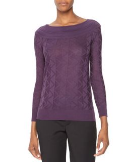 Zigzag Knit Sweater, Purple