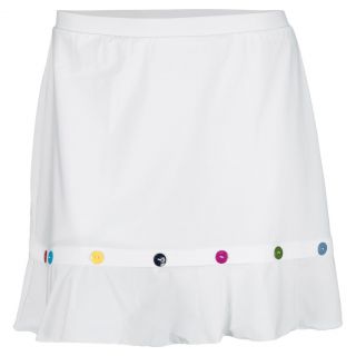 Eliza Audley Women`s Button Tennis Skort White Xsmall Yellow