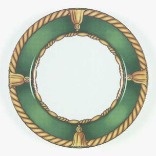 Laure Japy Ali Baba Dinner Plate, Fine China Dinnerware   Green Border,Yellow Tw