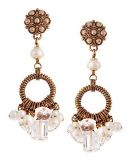 Pearl & Rock Crystal Dangling Earrings