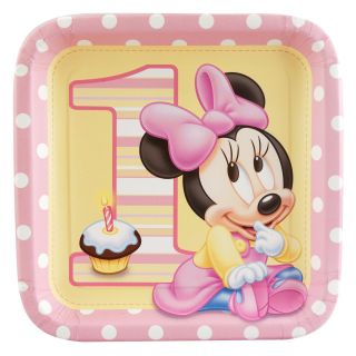 Disney Minnies 1st Birthday Square Dinner Plates