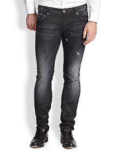 DSQUARED Washed Skinny Fit Jeans   Black