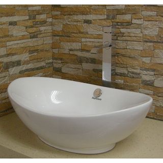 Vitreous china White Vessel Sink With Curving Sides