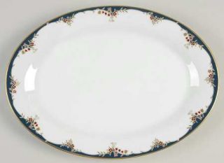 Noritake Embrace 12 Oval Serving Platter, Fine China Dinnerware   Blue Band, Re