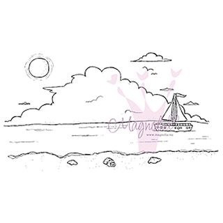 Lazy Summer Days Cling Stamp 6.5x3.5 Package ocean Background