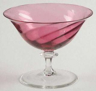 F Schmidt Garda Rose Low Sherbet   Rose Color Swirl Bowl, Clear Stem