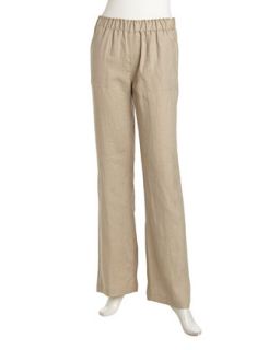 Pull On Relaxed Linen Pants, Harvest Brown