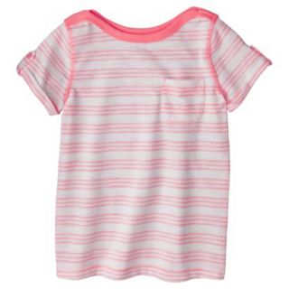 Cherokee Infant Toddler Girls Short Sleeve Striped Tee   Moxie Peach 2T