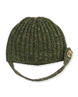 Tab Button Knit Beanie Hat