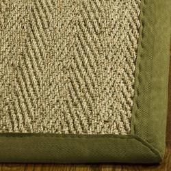 Hand woven Sisal Natural/ Olive Seagrass Runner (26 X 4)