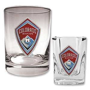 hidden Colorado Rapids Rocks Glass and Square Shot Glass Set